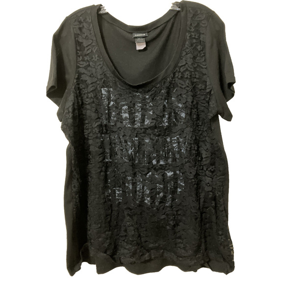 Torrid Womens Black Lace Tee Shirt Bad is The New Good Sz 2X Gothic Streetwear - Picture 1 of 7